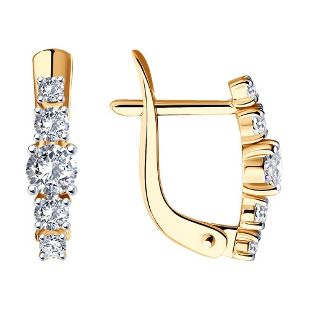 Серьги из золота с фианитами