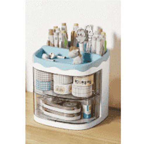 Подставка канцелярская КОКОС 11*11*11,5 см 4 отдел. голубая (251101)