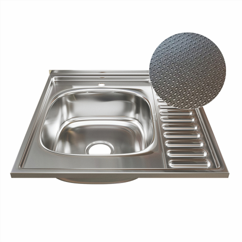 Мойка 60х60 (0,6) лев вып 3 1/2 MIXLINE 16см  с сифоном ДЕКОР