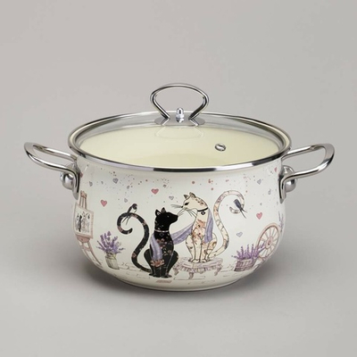 Кастрюля 3,8л эмаль "Lavander cats"