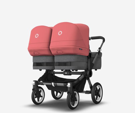 Коляска для двойни 2 в 1 Bugaboo Donkey 5 Twin Sunrise red/Grey melange/Graphite