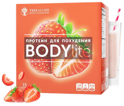 Tree of Life BODYlite 1 порция / 15 порций, Многокомпонентный Протеин для Похудения, Клубника