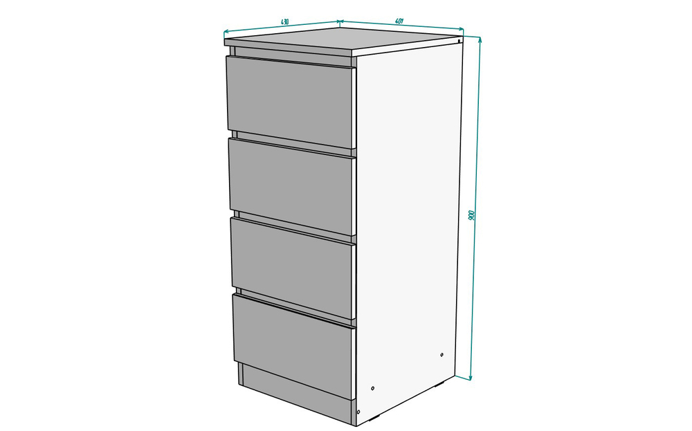 Комод MALM Т-2 Stern Белый снег 8685 BS 40*43*90 см, Белый   Фиеста