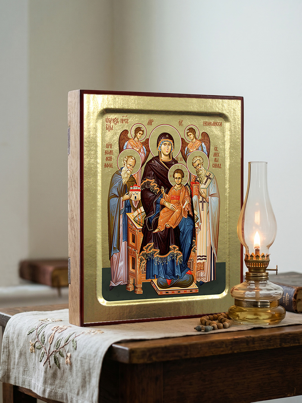 Икона Пресвятой Богородицы, Экономисса на дереве: 125 х 160 (Синопсисъ)