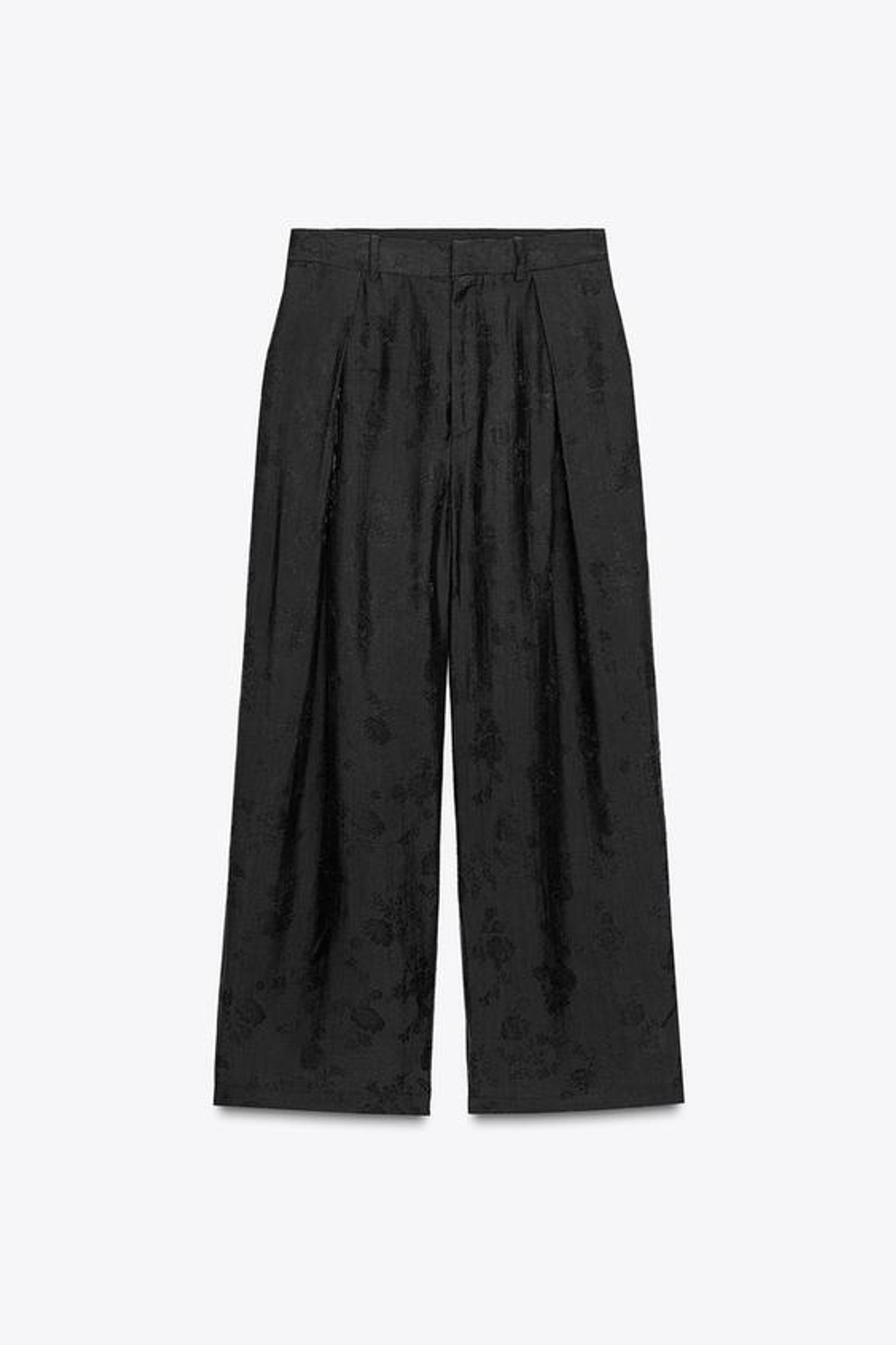 ZARA ЖАККАРДОВЫЕ БРЮКИ С ЦВЕТОЧНЫМ РИСУНКОМ — ZW COLLECTION, ЧЕРНЫЙ