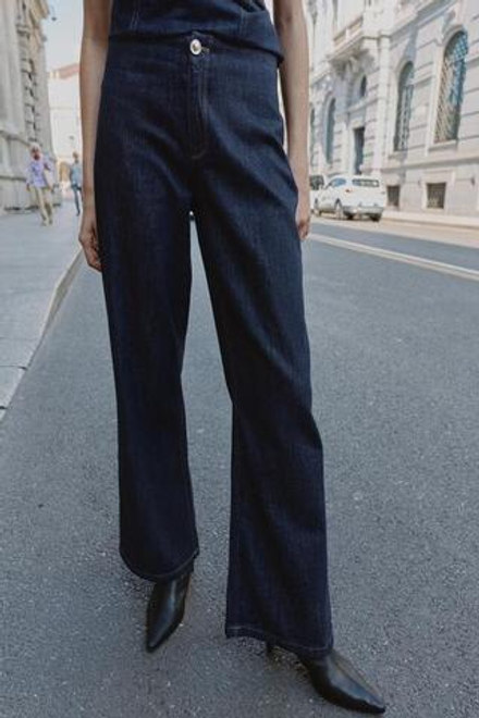 ZARA ДЖИНСЫ Z1975 WIDE LEG С ВЫСОКОЙ ПОСАДКОЙ, СИНИЙ