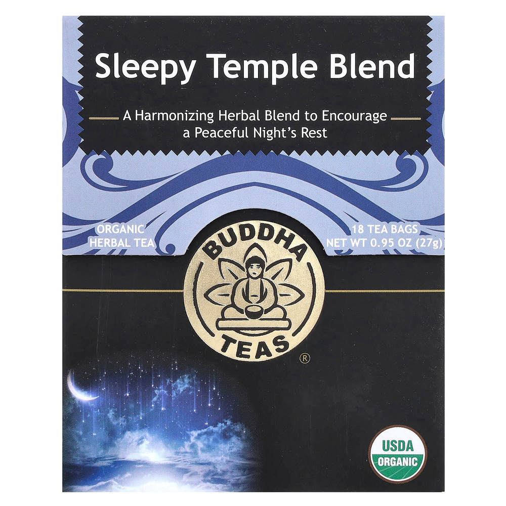 Buddha Teas, органический травяной чай, смесь для спокойного сна, 18 чайных пакетиков, 27 г (0,95 унции)