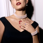 Колье-чокер из Морского Жемчуга Акойя с Бриллиантами, N0156-0-1