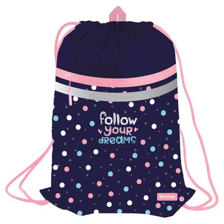 Мешок для обуви 1 отделение, Berlingo Colored dots, 46*34см, свет. лента, карман на молнии
