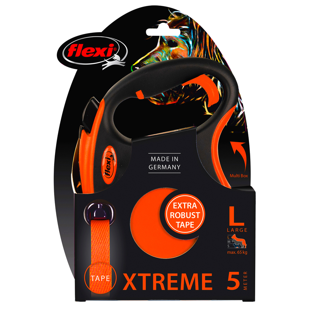 flexi рулетка Xtreme L (до 65 кг) 5 м лента оранжевая