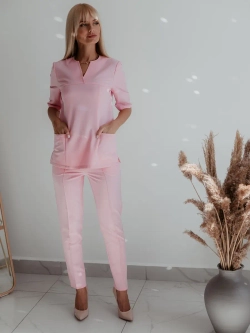 Рубашка медицинская стрейч розовая