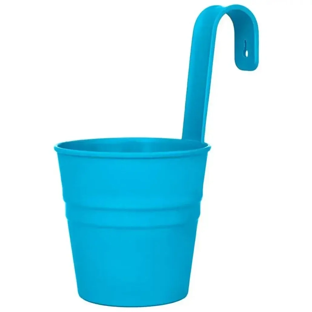 Кашпо-ведро настенное декоративное голубой 135х250мм