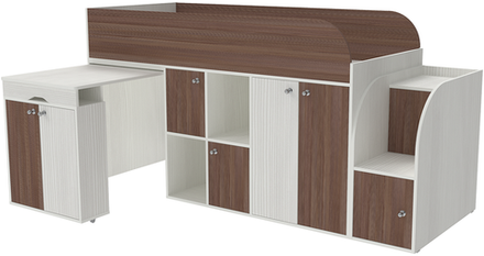 Кровать-чердак КарИВи Малыш 3 Белое Дерево Бодего Темный