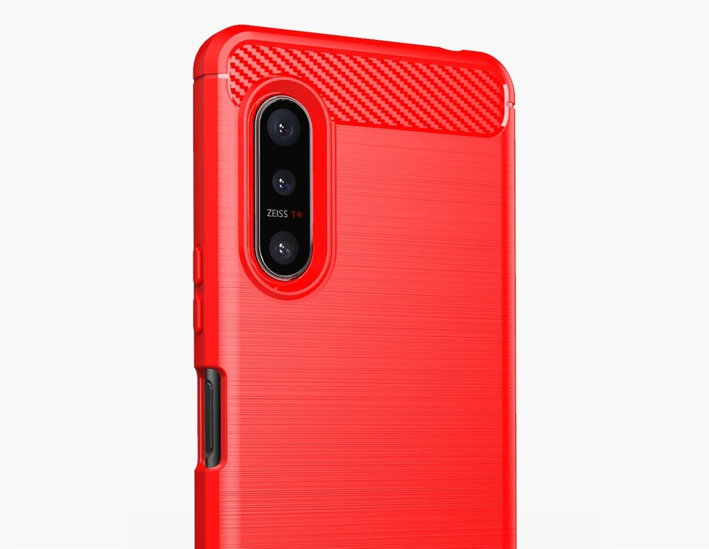 Чехол красного цвета в стиле карбон для Sony Xperia 5-2, 2 генерация с 2020 года, серия Carbon от Caseport