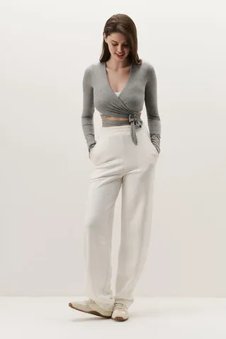 Лонгслив с завязками в стиле баллет цвета серый меланж