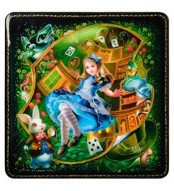 ШК-19/32 Шкатулка в технике декупаж «Алиса в стране чудес» (16х16х4,5)