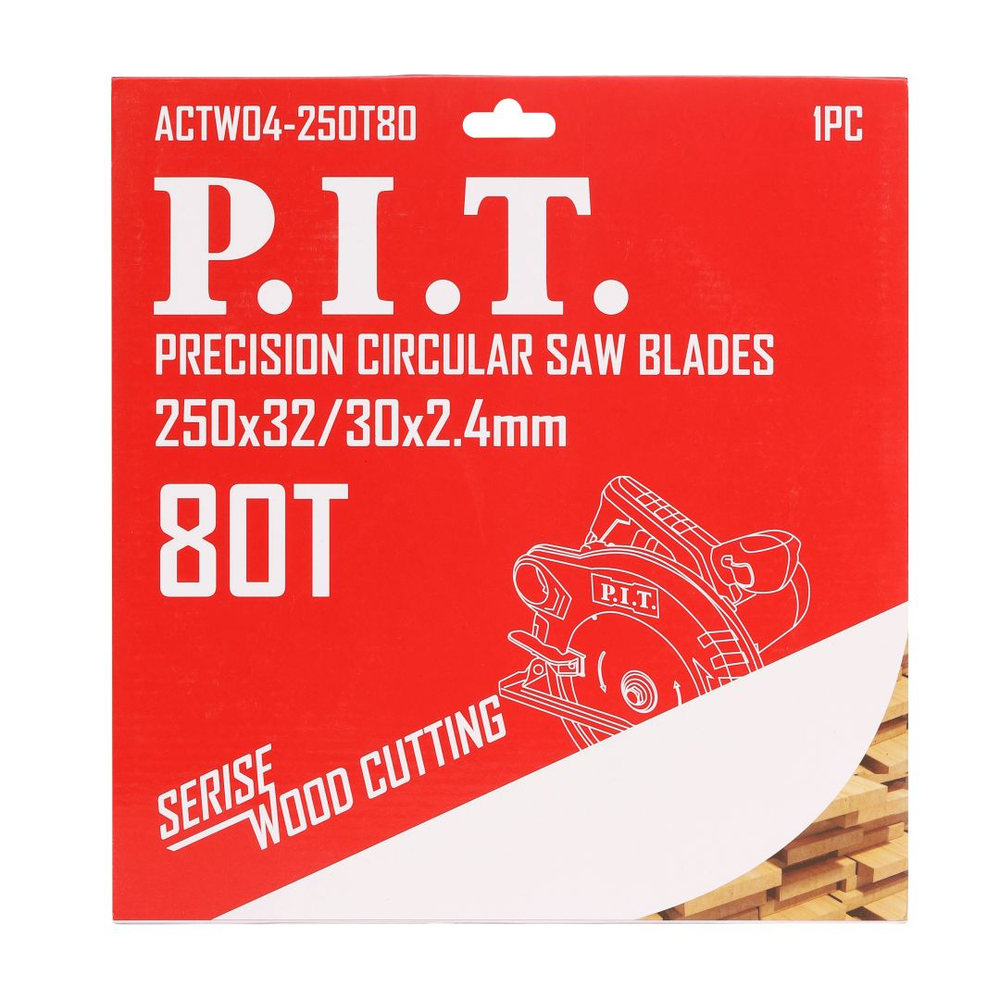 (ХОС) Диск пильный по дереву P.I.T. 250x32/30x2,4 мм 80T (ACTW04-250T80)