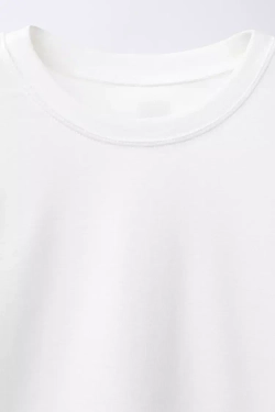 ZARA НАБОР ИЗ ДВУХ ОДНОТОННЫХ ФУТБОЛОК С КОРОТКИМИ РУКАВАМИ, БЕЛЫЙ