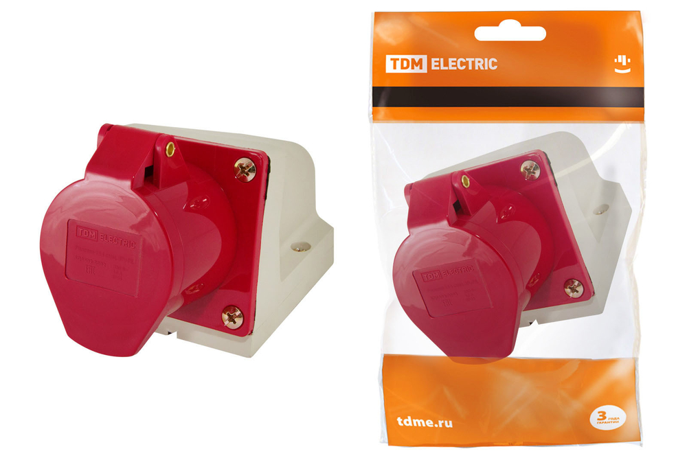 Розетка 114 стационарная 3Р+РЕ 16А 380В IP44 TDM SQ0602-0002