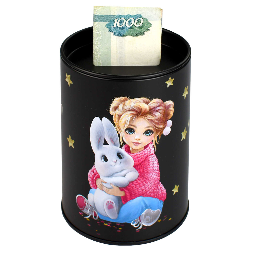 Копилка-подставка для канцелярских принадлежностей, арт.69368/ 30 ДЕВОЧКА И ЗАЙКА 10,4х7,5х7,5 см