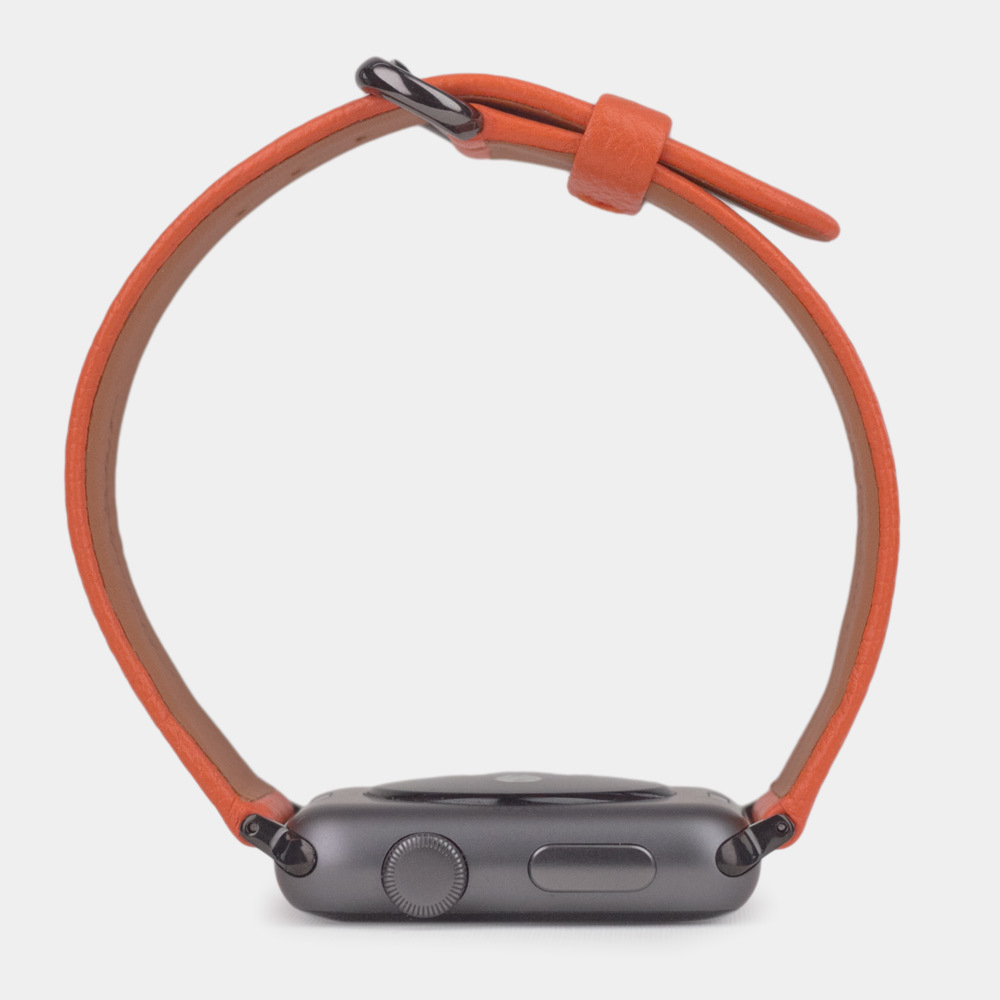 Ремешок для Apple Watch 44/45/46 mm из кожи теленка, оранжевого цвета