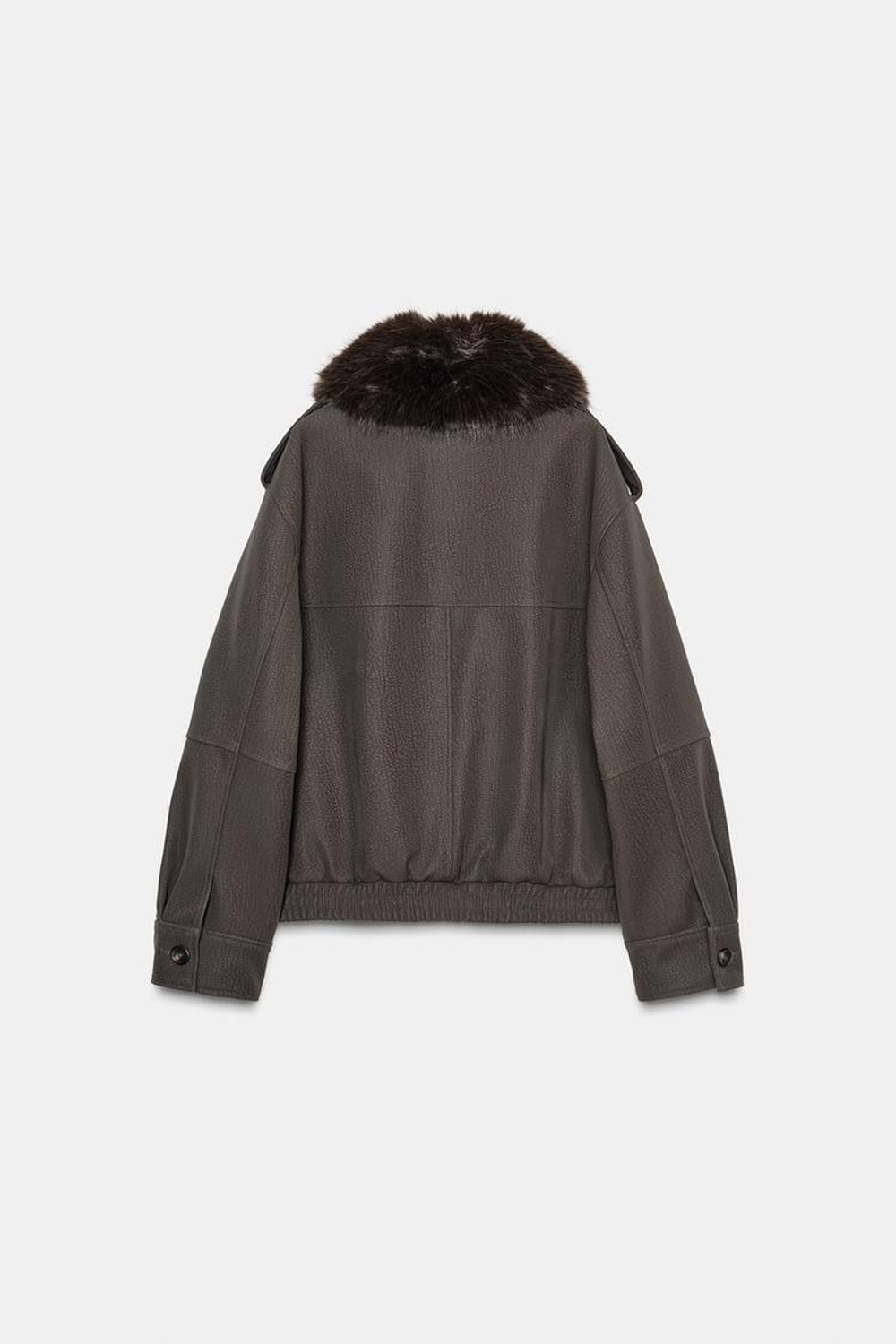 ZARA КУРТКА ИЗ ИСКУССТВЕННОЙ ЗАМШИ СО СЪЕМНЫМ ВОРОТНИКОМ, КОРИЧНЕВЫЙ