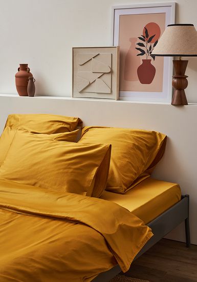Набор наволочек из премиального сатина горчичного цвета из коллекции essential, 50х70 см