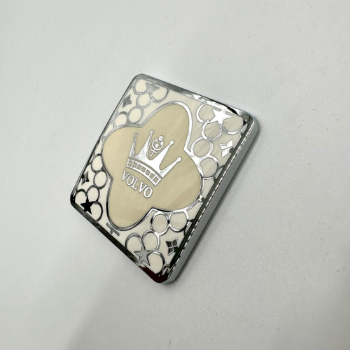 Наклейка Корона объемная полиуретановая + металл. Бежевый цвет (шильдик Crown, 4,5х4,5см)