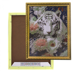 Алмазная мозаика Alingar, на подрамнике, с полным заполнением, (глянц) дизайн рамка, 30х40 см, 19 цветов, "Белый тигр"