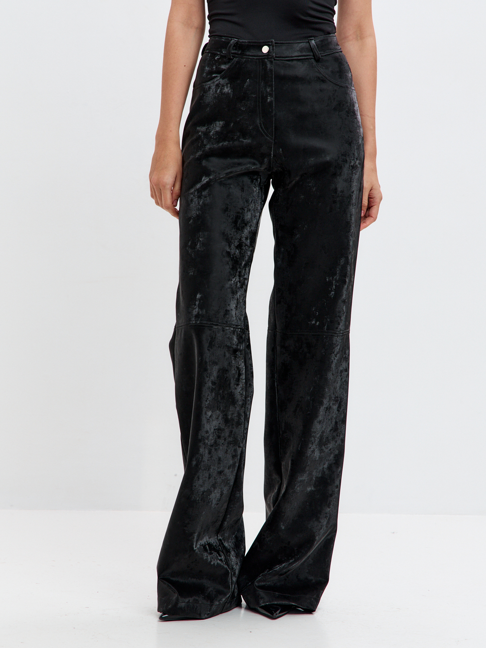 Брюки Боуи из экокожи в оттенке опал