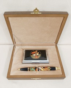 Набор "Георгий Победоносец" №6  визитница, ручка с ручной росписью Палех