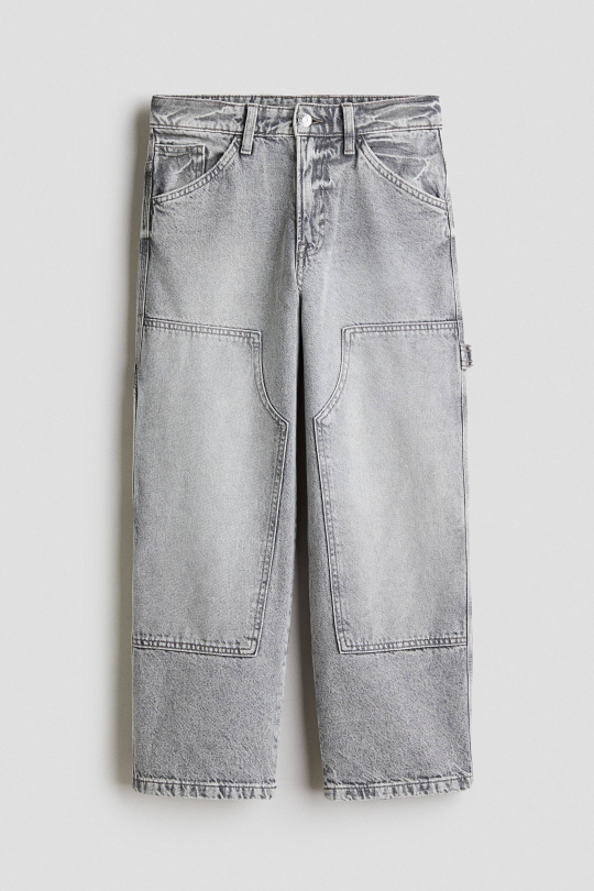 H&M Джинсы Baggy Fit Carpenter, светло-серый