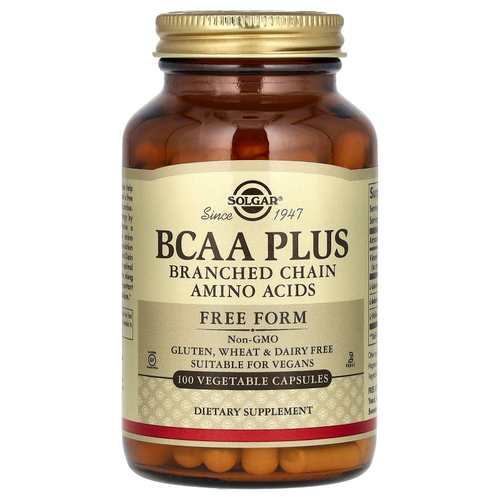 Solgar, BCAA Plus, в свободной форме, 100 растительных капсул