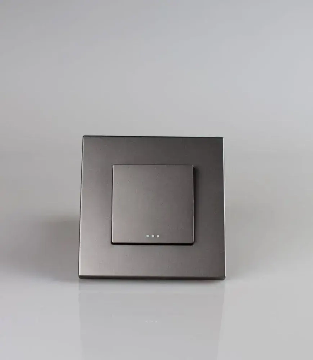 Выключатель серый для света одноклавишный без подсветки
