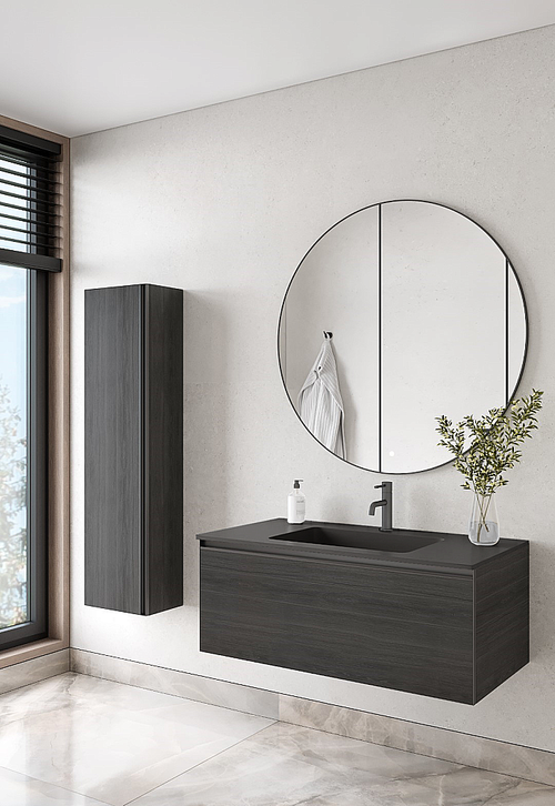 Тумба с раковиной Armadi Art QUATRO 1 100 OAK ANTHRACITE/профиль ANTHRACITE/раковина ANTHRACITE