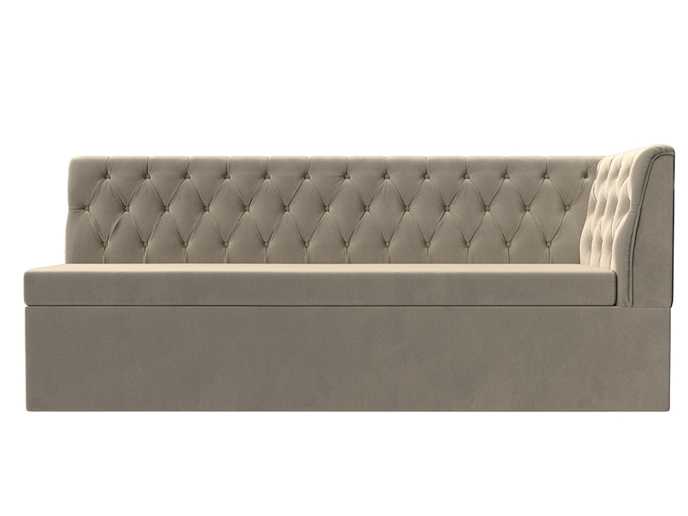 Диван кухонный прямой Маркиз с углом справа, Бежевый, Микровельвет, 112831