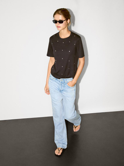 Massimo Dutti Футболка оверсайз с люверсами, коричневый