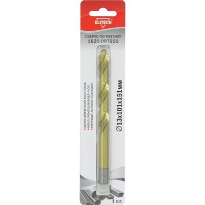 Сверло ELITECH по металлу HSS-G-TiN 13.0*101*151мм