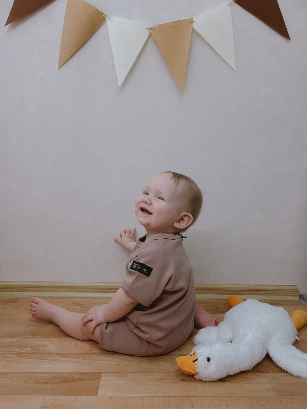 Полукомбинезон-песочник на молнии Тауп грей RinaAmari