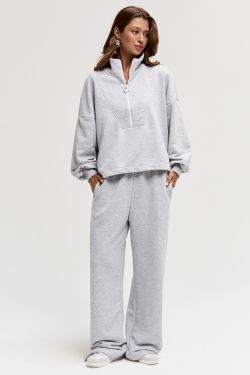 Олимпийка на молнии цвета серый меланж