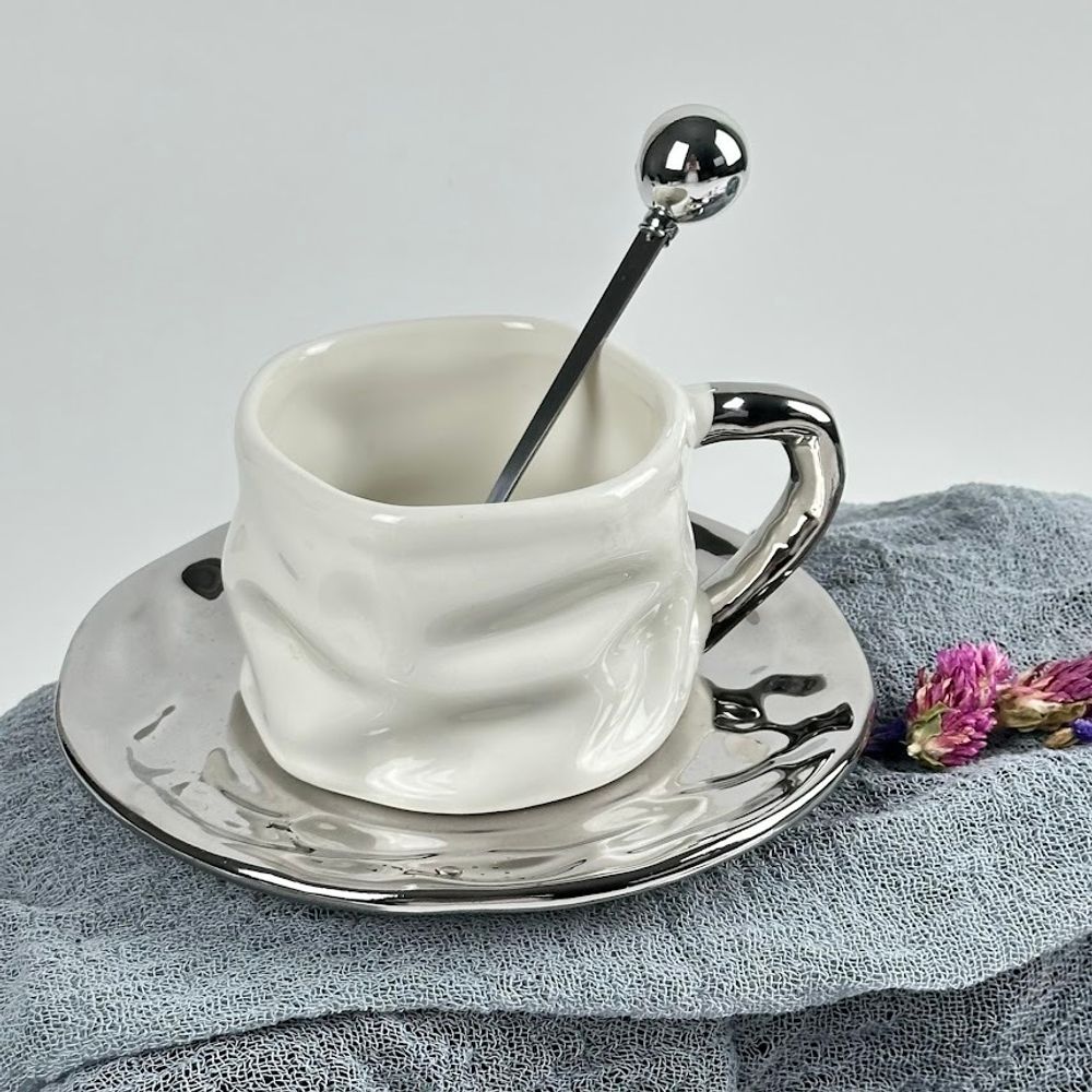 Lenardi 164-031 Чашка 210мл с блюдцем и ложкой в под.уп.(х24)Фарфор