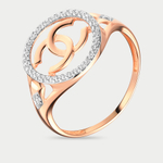 Кольцо женское из розового золота 585 пробы с фианитами (арт. 70224700)