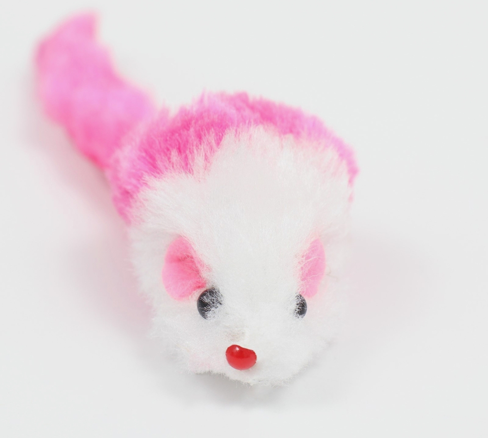 Игрушка для кошек «Малая мышь» двухцветная, 5 см, белая/розовая