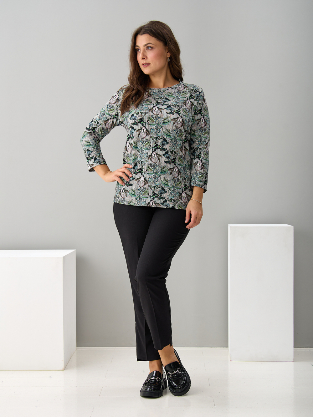 Лонгслив ЛНв-306/меланжорхидея-тропики