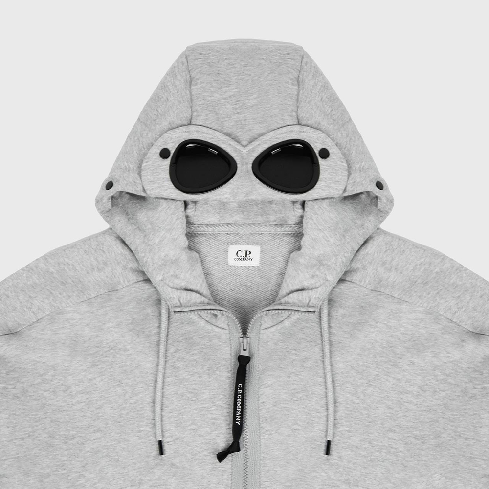 Худи на молнии C. P. Company Diagonal Raised Fleece Google Grey