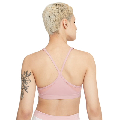 ТОП теннисный Nike Indy Bra V-Neck W - pink glaze/rust pink/pink glaze/white