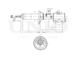 Амортизатор газовый передней подвески левый UNIO SAB-10114