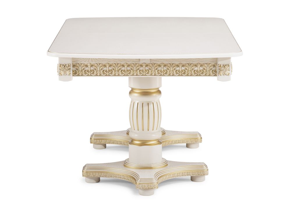 Деревянный стол Морнит 180(240)х100х76 слоновая кость / золото