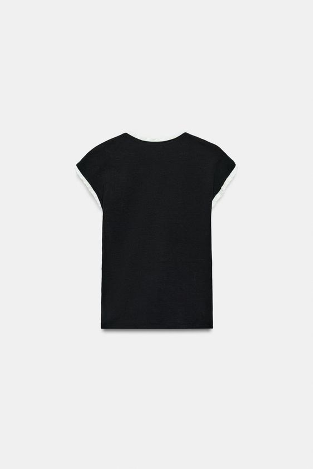 ZARA ТОП С ОКАНТОВКОЙ И ПУГОВИЦАМИ, ЧЕРНЫЙ
