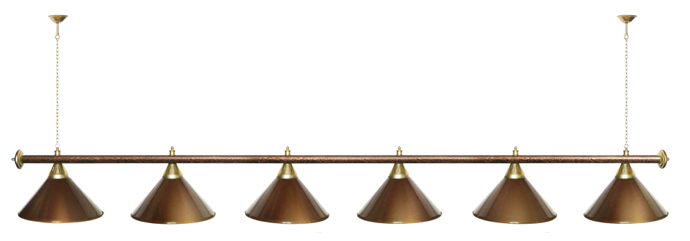 Лампа STARTBILLIARDS 6 пл. (плафоны зеленые,штанга зеленая,фурнитура золото)